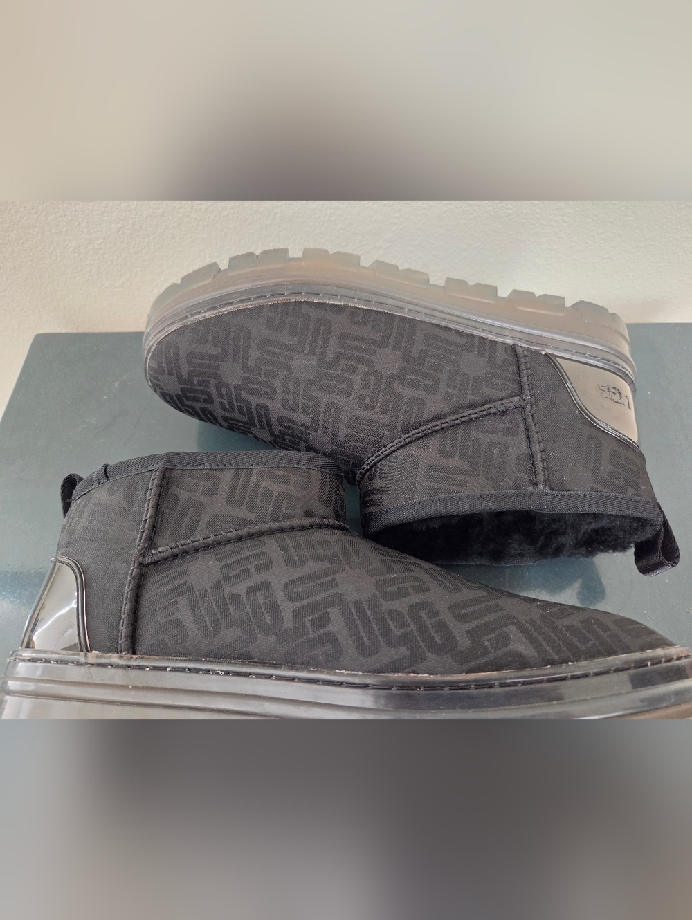 NIB UGG Classic Ultra Mini Monogram Boots Black Women's 9 - Picture 7 of 12